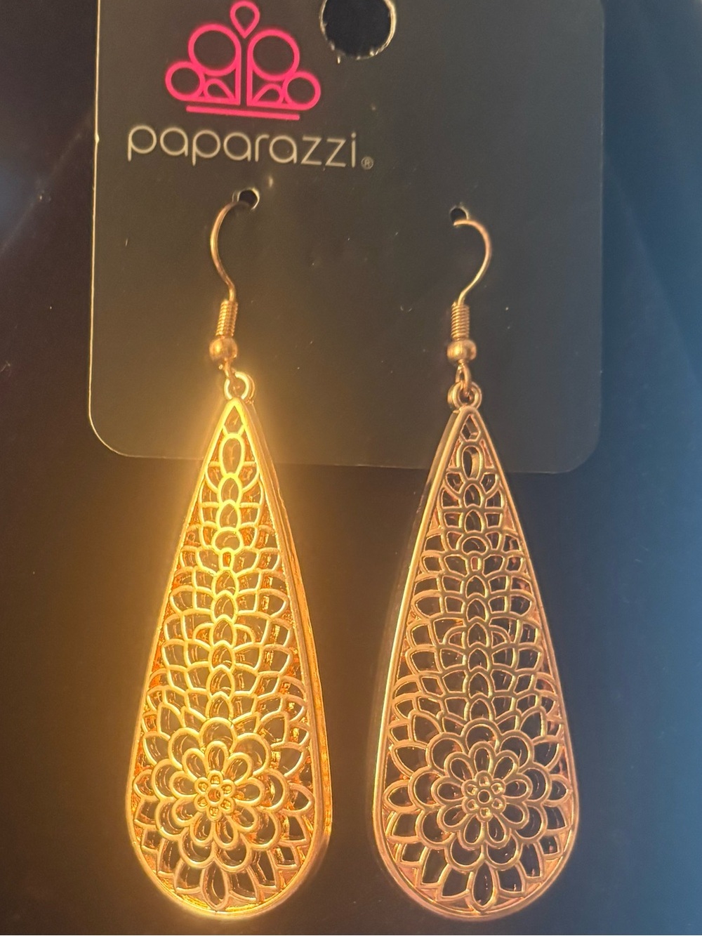 Paparazzi Gold Filigree Teardrop Earrings - Gold